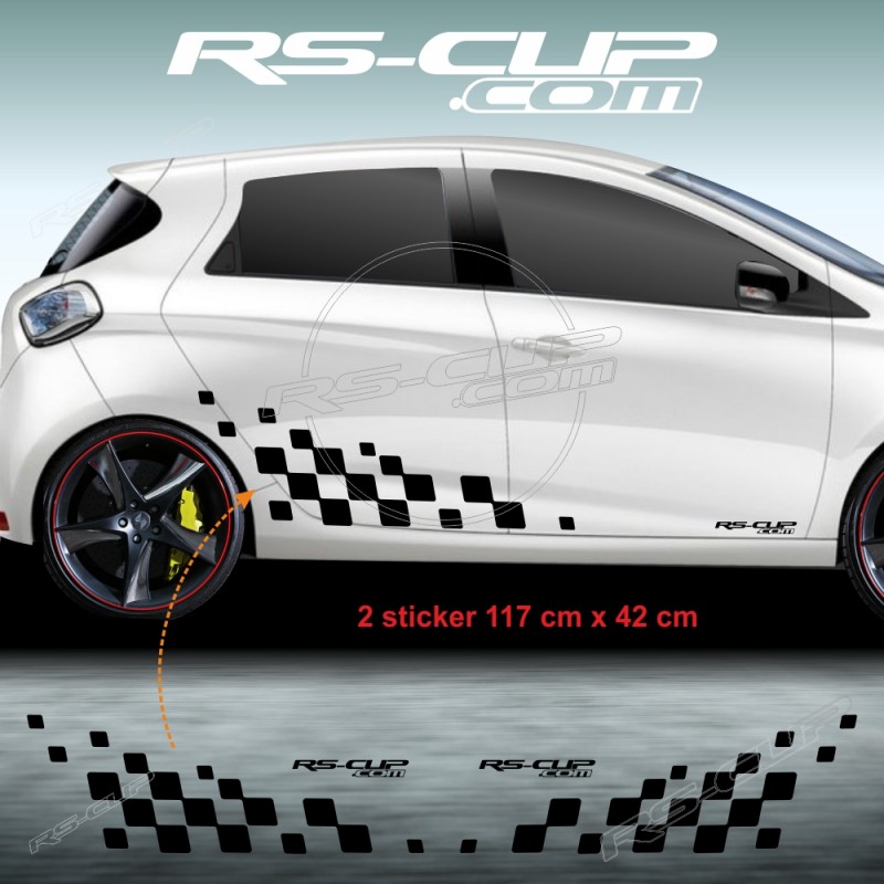 Large chequered flag decals for Renault ZOE