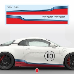 Kit sticker bande latérale MARTINI RACING pour ALPINE A110