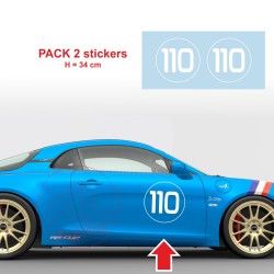 2 autocollants numéro 110 pour Alpine A110 type 1