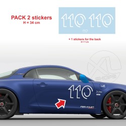 2 autocollants numéro 110 pour Alpine A110 type 3