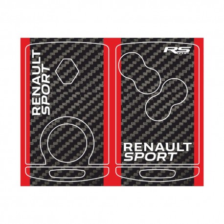 Sticker for 4 buttons Key RENAULT SPORT carbon look and red sides